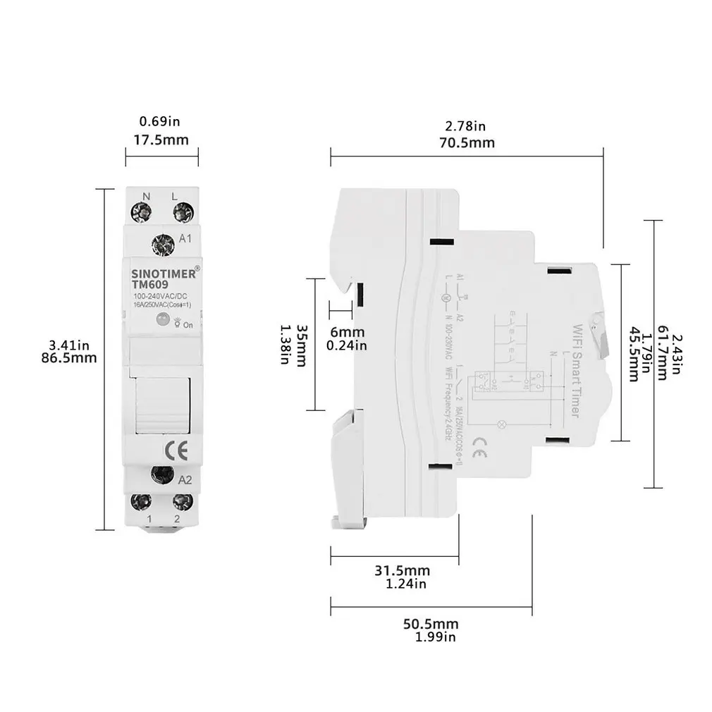 

Home Smart 18mm 1P WiFi Remote APP Control Circuit Breaker Timing Switch Staircase Timer Din Rail 100V-240V AC Input