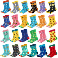 20 pairslot wholesale creative mens colorful fruit cartoon combed cotton happy socks crew wedding gift casual crazy funny sock