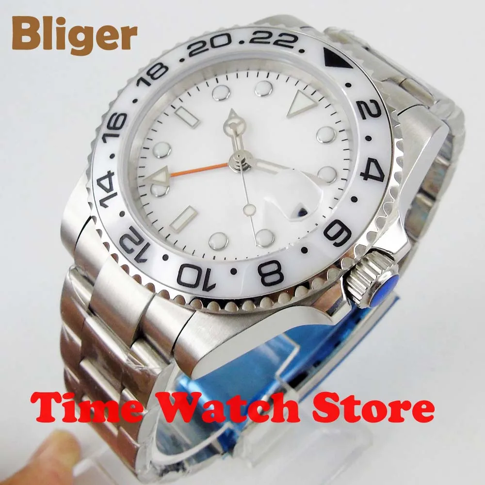 Мужские наручные часы автоматические водонепроницаемые с белым циферблатом