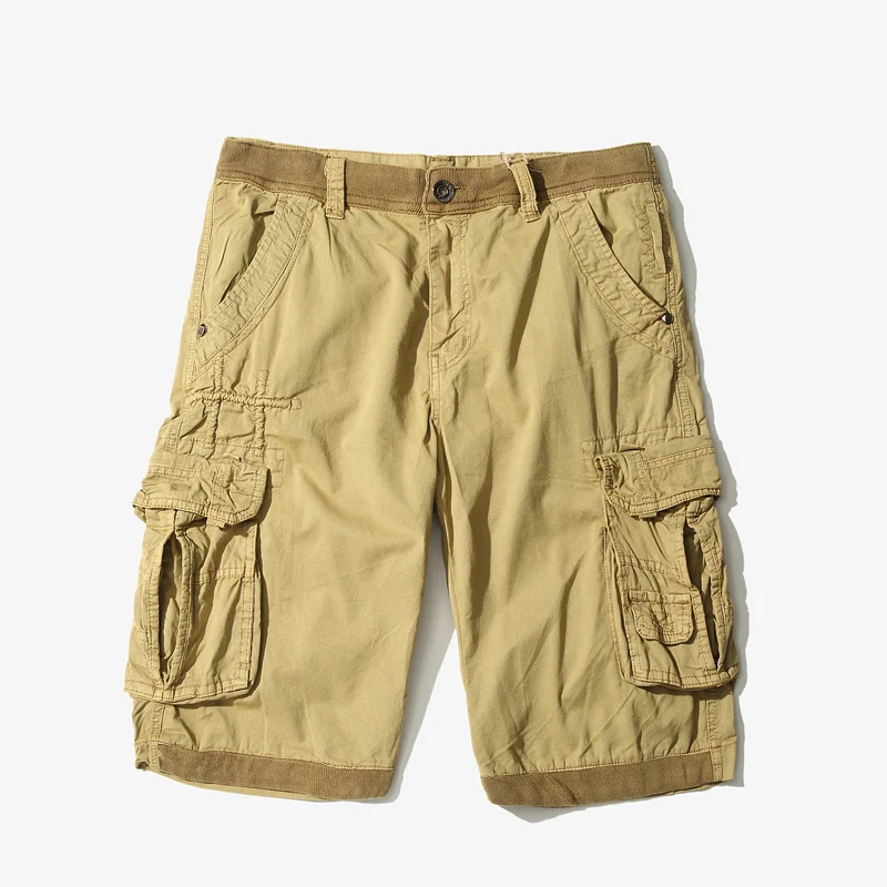 

Bermuda Shorts Man 2019 summer New Men Fashion casual Loose Solid Multi-pocket Military Overalls Cargo Shorts Plus Size 38