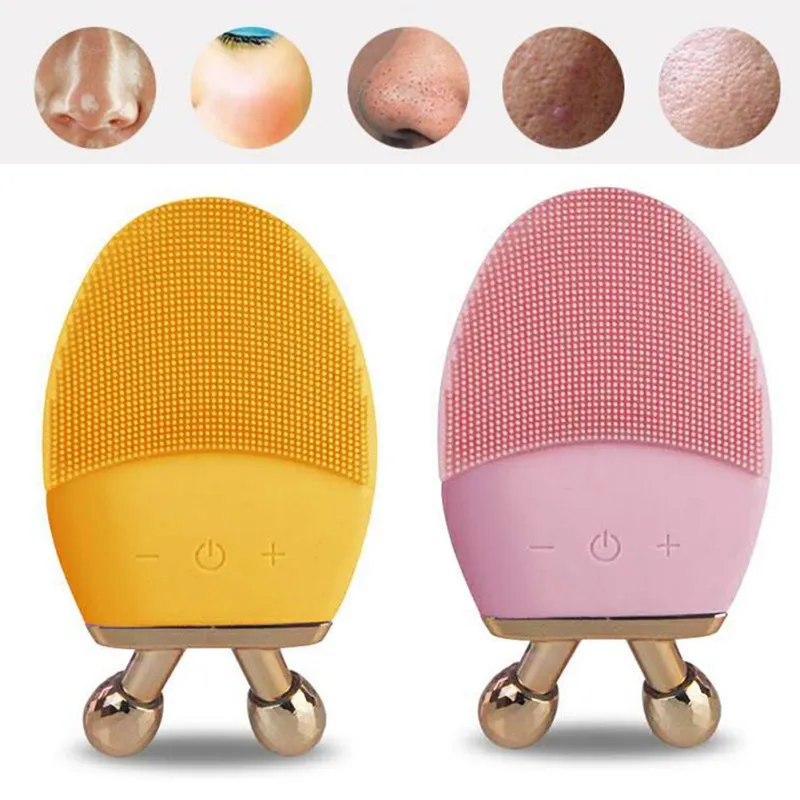 

2020 NEW Silicone Face Cleansing Brush Mini Electric Massage Waterproof Facial Cleansing Tool Soft Deep Face Pore Cleanser Brush