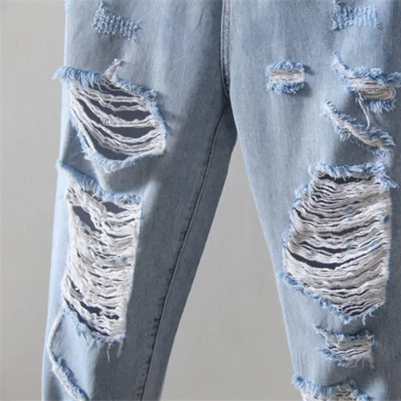2020 Trousers Women Large Size Jeans Female Casual Loose Ripped for Denim Pants Streetwear Mom HK410 | Женская одежда
