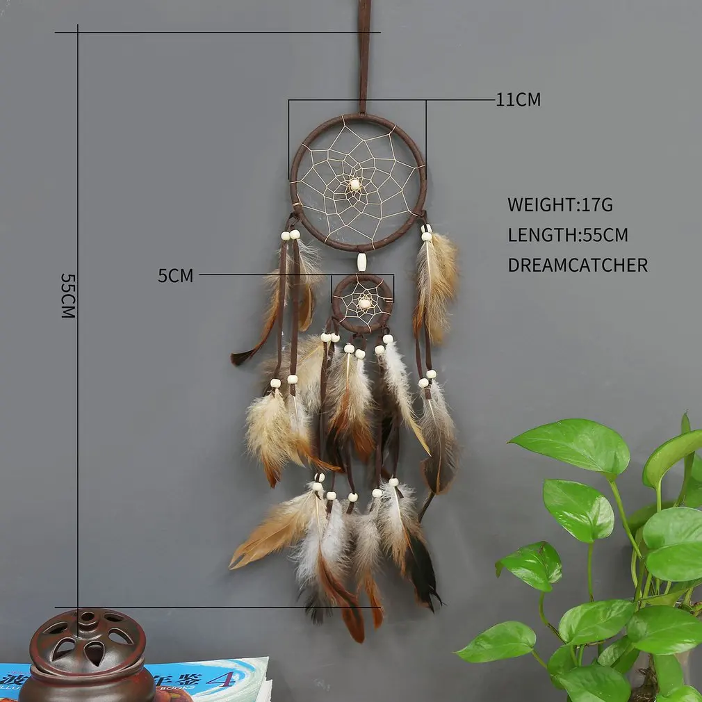 

Dream Catcher Accessories Feather Pendant Decoration Ornament CircularDark Brown