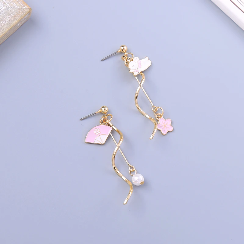 Милые корейские серьги капли для женщин простой дизайн розовые эмалированные