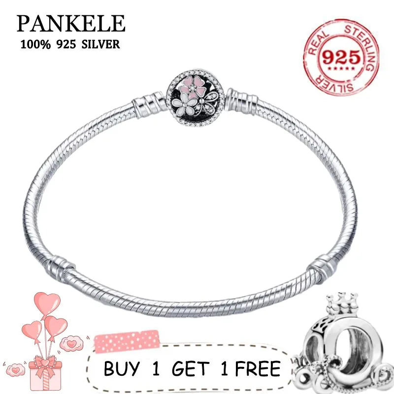 

2021 hot sale luxury 100% 925 Sterling Silver fashion Bracelet beads Snake Chain Bangle Fit Original Charm For Women DIY Jewelry