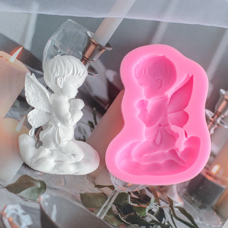 

Little Angel Boy Blessing Bake Silicone Mold Turn Sugar Cake Scented Plaster DIY Car Incense Stone Decoration SQ0069