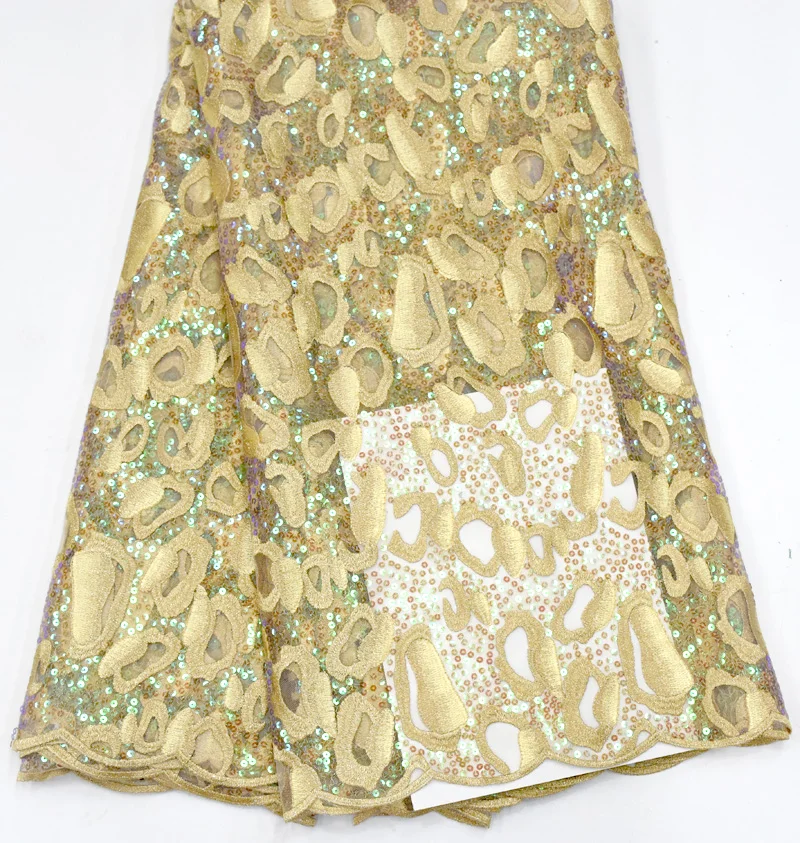 Gold lace Африканское свадебное платье кружевная ткань полиэстер французский Тюль Кружева пайетки женское платье кружевной материал высокое качество Африканские кружева - Цвет: Gold lace