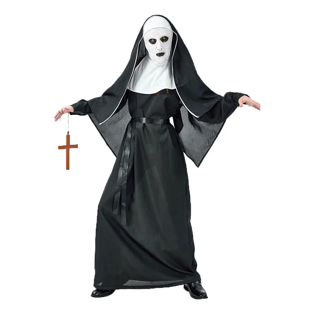 Umorden Adult Unisex Deluxe Scary The Nun Movie Costume for Men Women with Mask Cross Halloween Purim Party Costumes Fancy Dress |