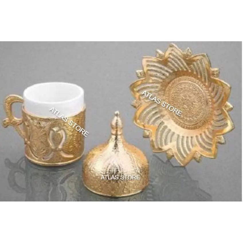 Турецкий кофе с золотыми акцентами фарфоровая чашка четыре штуки для одной