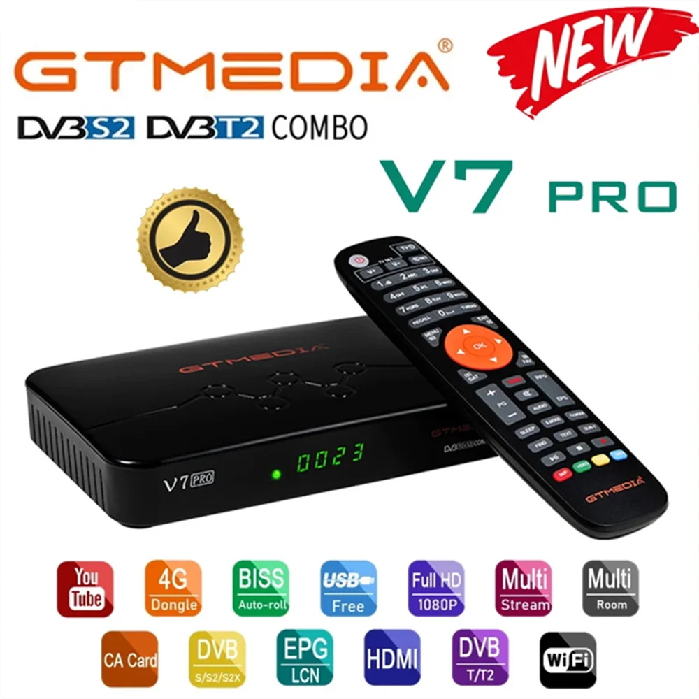 

Полный HD Gtmedia V7 Pro Combo Dvb-t2/s2 спутниковый ресивер Поддержка H.265 Wifi Powervu Biss Newam Youtube 1080p Sat приемник 4k