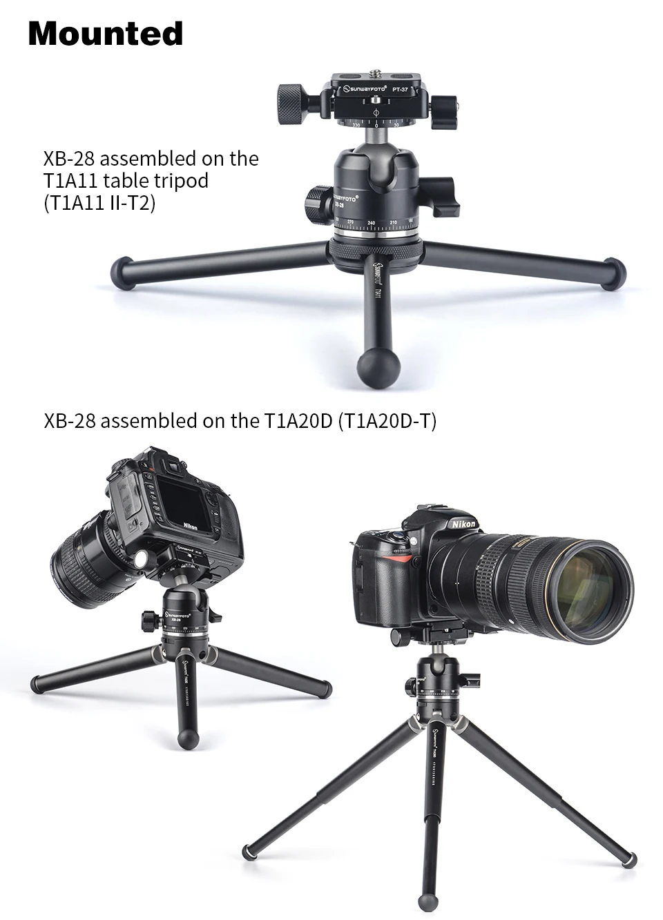 SUNWAYFOTO XB-28IITripod мини шаровая Головка быстросъемный зажим для DSLR панорамная шаровая Головка зажим с Arca пластиной