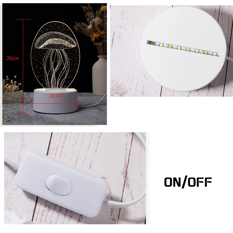 

3D USB Acrylic Night Lights Xmas Gift Desktop Baubles LED Light Lamps Table Desk Bedroom Office Decor Gift For Home