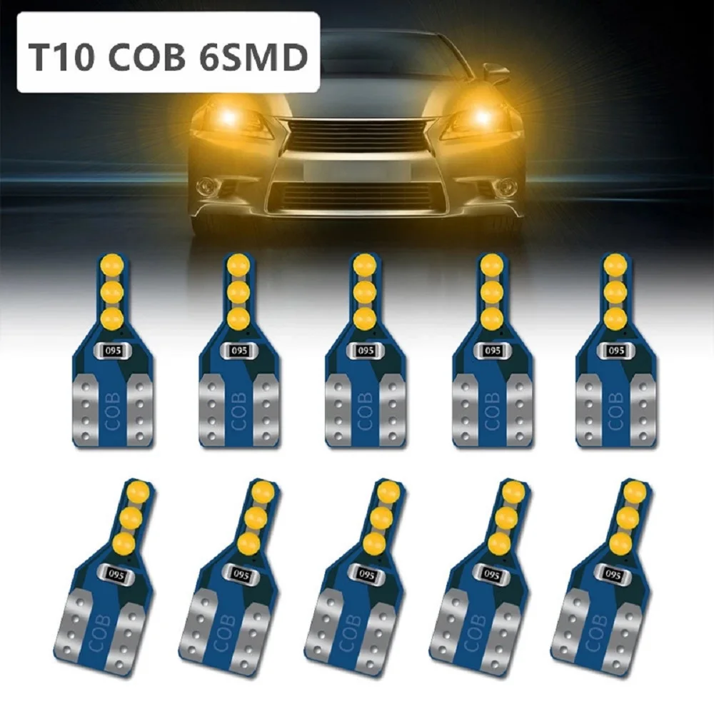 

10 шт. светодиодный Автомобильные светодиодные лампы T10 W5W 12-24 В