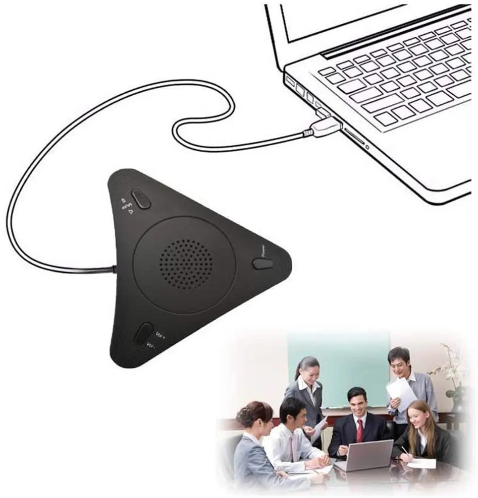 

USB Desktop Computer Conference Microphones Omnidirectional Condenser Microphone Mic Speaker Speakerphone 360° Audio Pickup