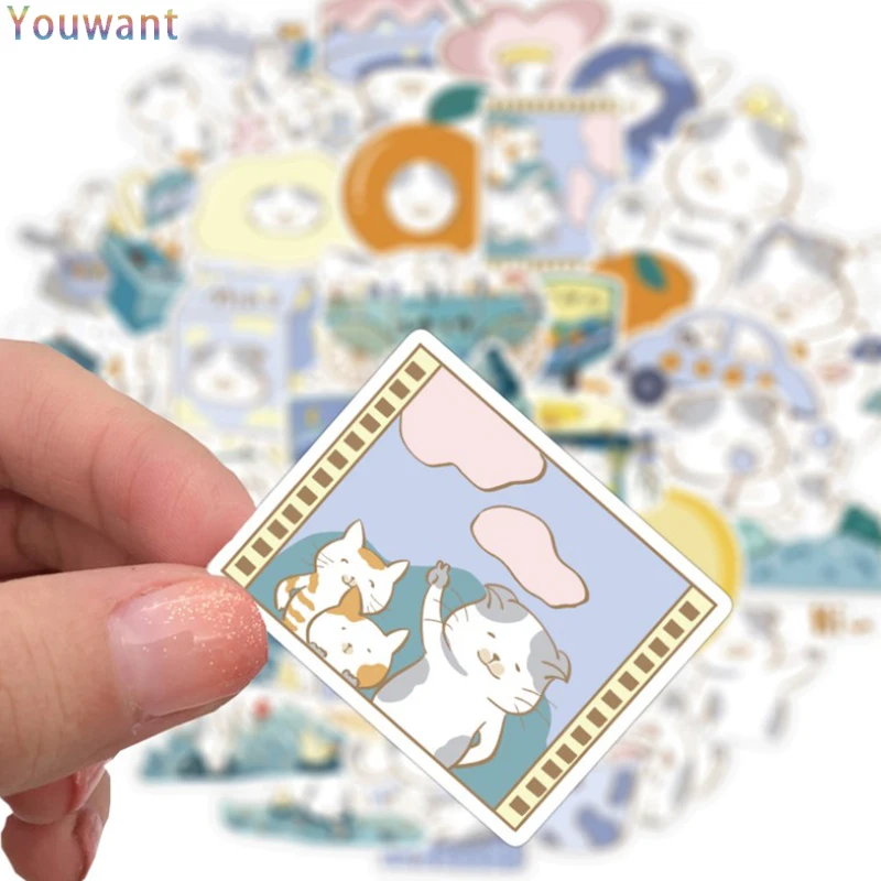 

40PCS New Kawaii Cat Stickers Decal For Girl Cute Cartoons Animal Sticker to DIY Suitcase Stationery Fridge Water Bottle Guitar