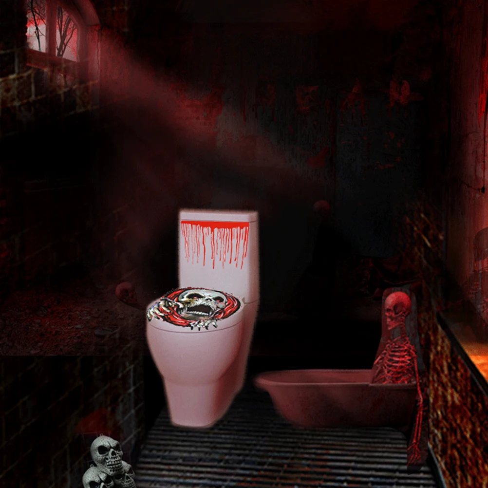 Наклейки для унитаза s Хэллоуина вечерние ПВХ страшные чехлы сидений водостойкие