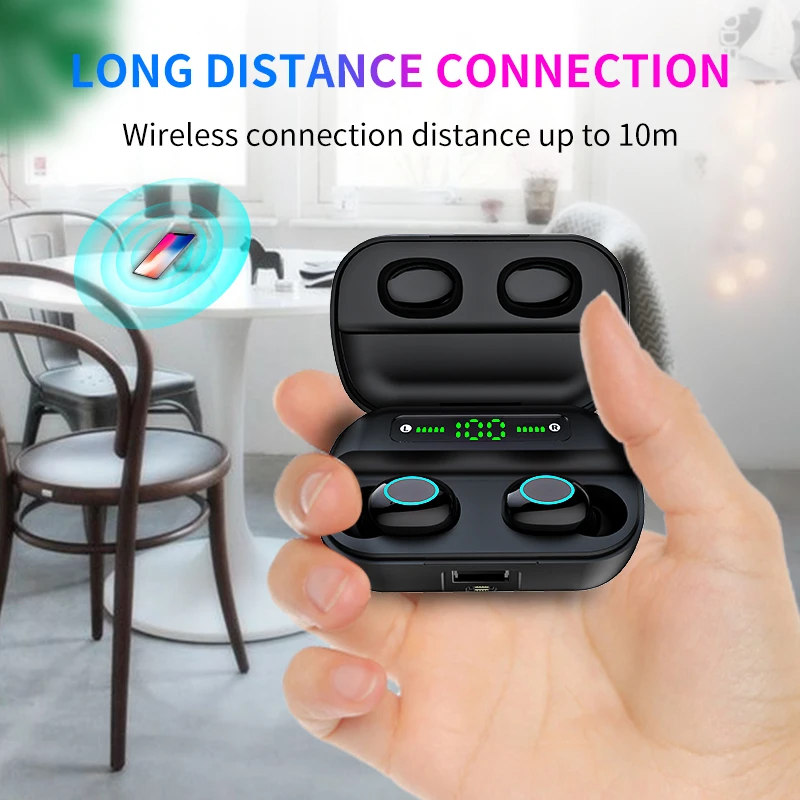 HBQ Touch Bluetooth V5.0 наушники портативные TWS беспроводные мини наушники 3D стерео гарнитура 3500 мАч как внешний аккумулятор с светодиодный дисплеем