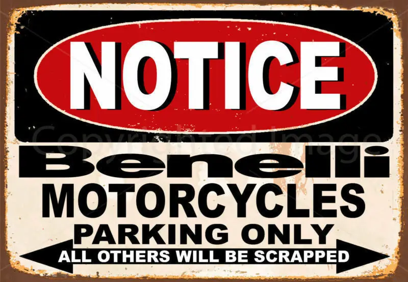 Aviso BENELLI-placa de pared para estacionamiento de motocicletas, cartel de estacionamiento de...