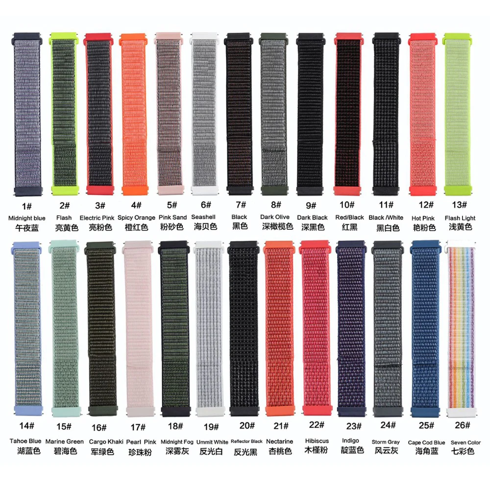 Ремешок на липучке с нейлоновой петлей 22 мм для Fossil Gen 5 Carlyle HR Julianna Band Sport 43 мм/Q