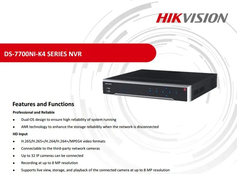 Hikvision DS-7716NI-K4 DS-7732NI-K4 DS-7732NI-K4 английская версия 32CH NVR с 4 SATA POE порта 4 к NVR H.265 до 8MP