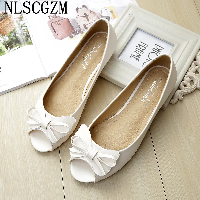 

Туфли женские кожаные с открытым носком, повседневная обувь на плоской подошве, без застежки, с бантом-бабочкой, 2023