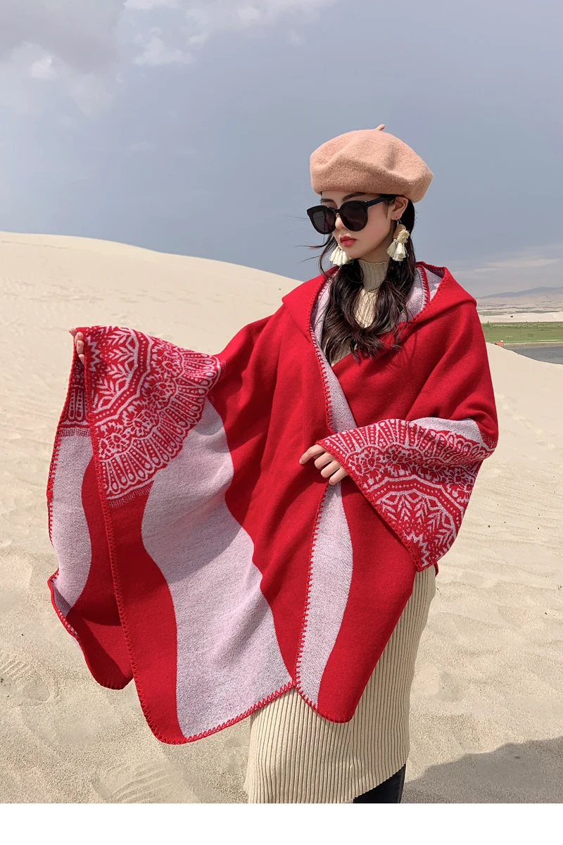 VANOVICH Xinjiang Туризм Этнический узор плащ с капюшоном 2022 осень и зима новая женская
