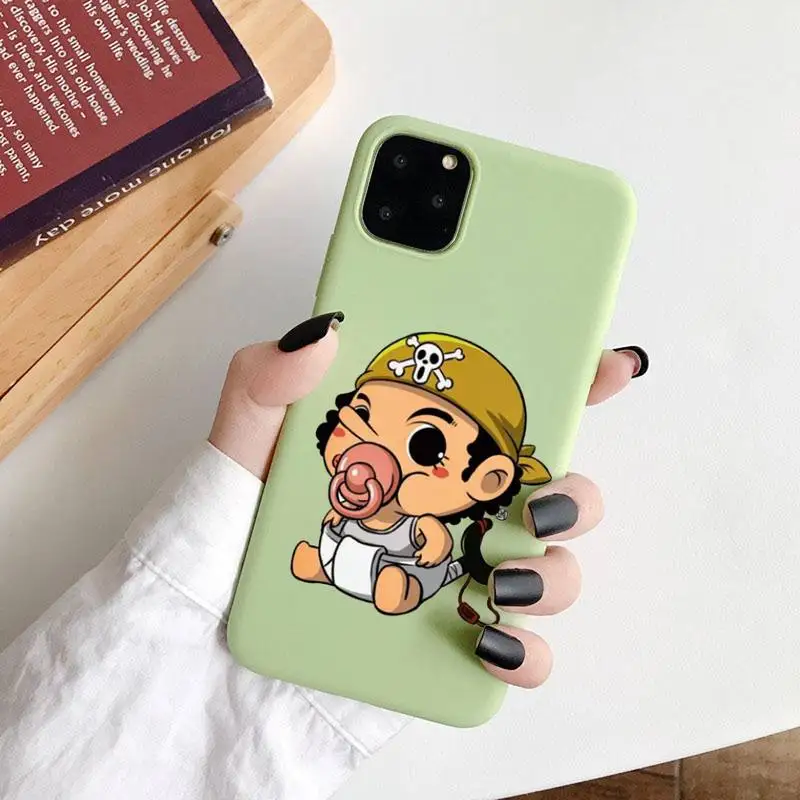 

one piece cute cartoon anime baby Phone Case Candy Color for iPhone 6 7 8 11 12 s mini pro X XS XR MAX Plus