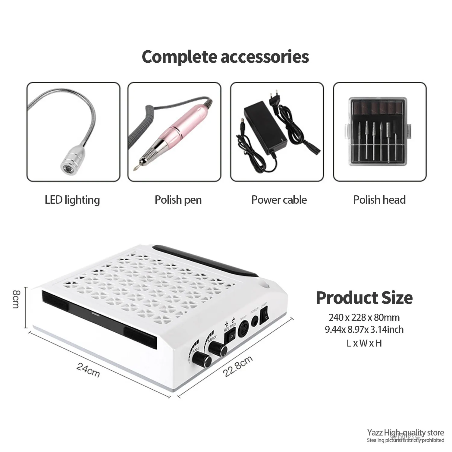 

80W Nail Vacuum Cleaner 30000RPM Nail Polisher Drill Machine Collector Vacuum Combination Equipment With LED 4 In 1 Salon Tools
