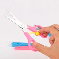 1pc safety sleeve stainless steel scissors safe student spring scissor children paper scissors cutting stationery supplies