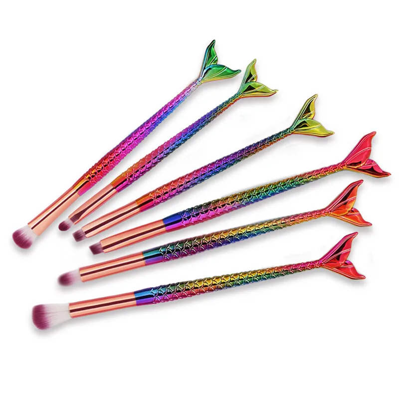 Набор кистей для макияжа русалка 6 шт.|Аппликатор теней век| |