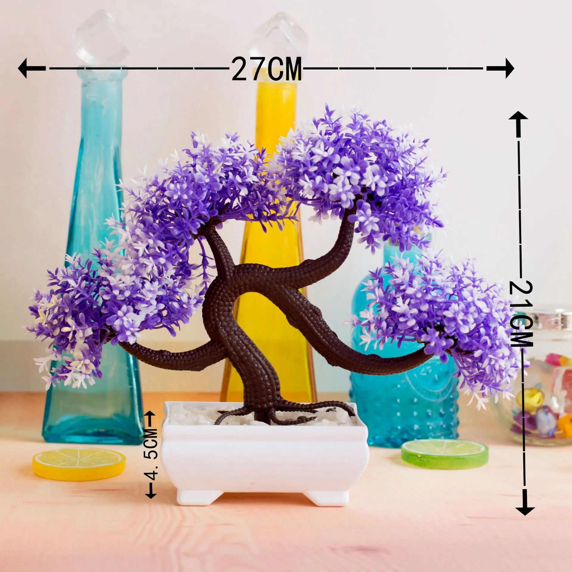 21x27cm 4Forks Small Pine Tree Potted Bonsai Christmas Halloween Home Garden Decor Fake Plants Wedding Birthday Party Supplies | Дом и сад