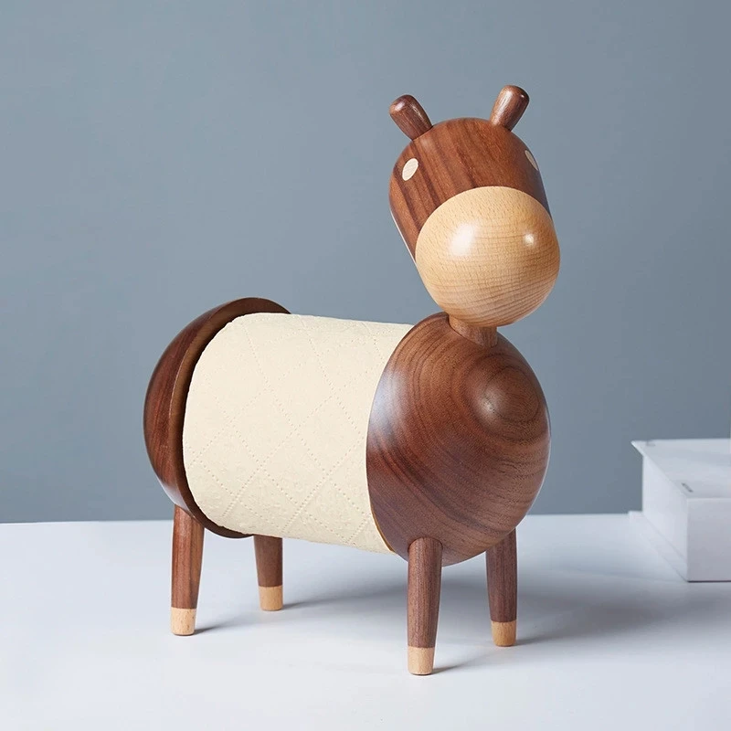 

Black Walnut Little Donkey Napkin Tissue Box Living Room Tea Table Paper Box Creative Beech Wood Animal Storage Box Wooden Craft