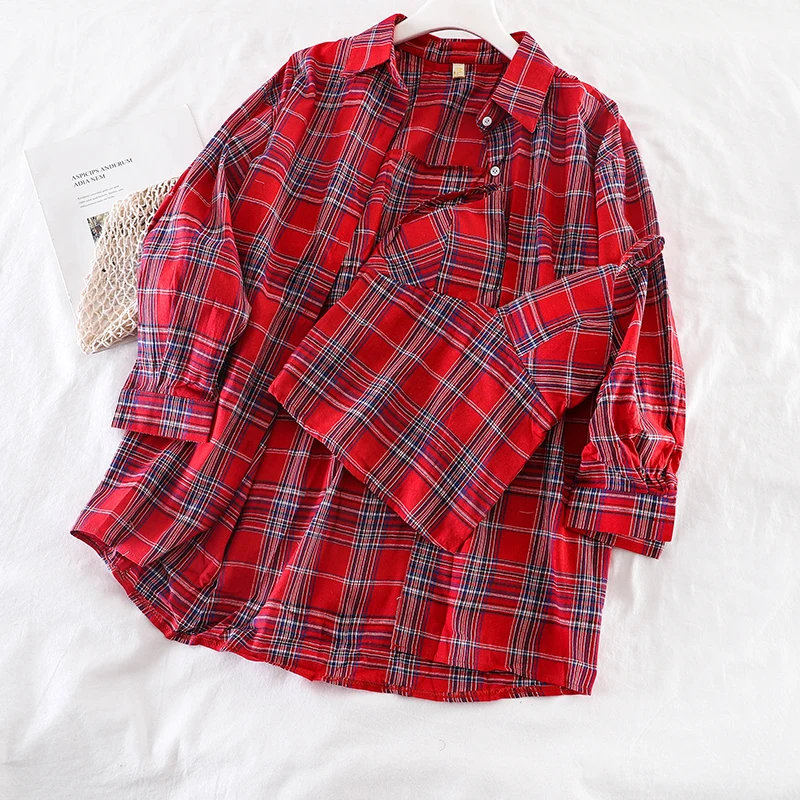 Gaganight/винтажная клетчатая рубашка с длинными рукавами Camis Женский комплект из