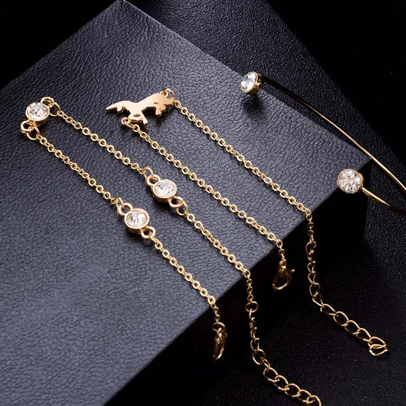 3 шт./компл. винтажные Ретро бриллианты Золотая лошадь Кристалл Открытые