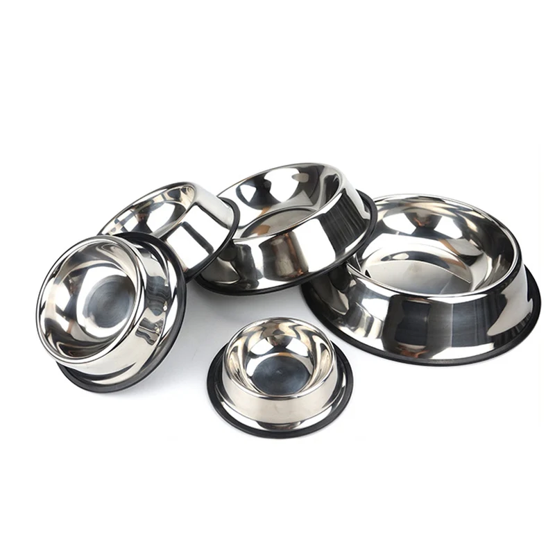 

Simple Fashion Pet Feeding Bowl Stainless Steel Anti-slip Dog Cat Water Drinking Food Storage Bowls Pets Supplies Tool O