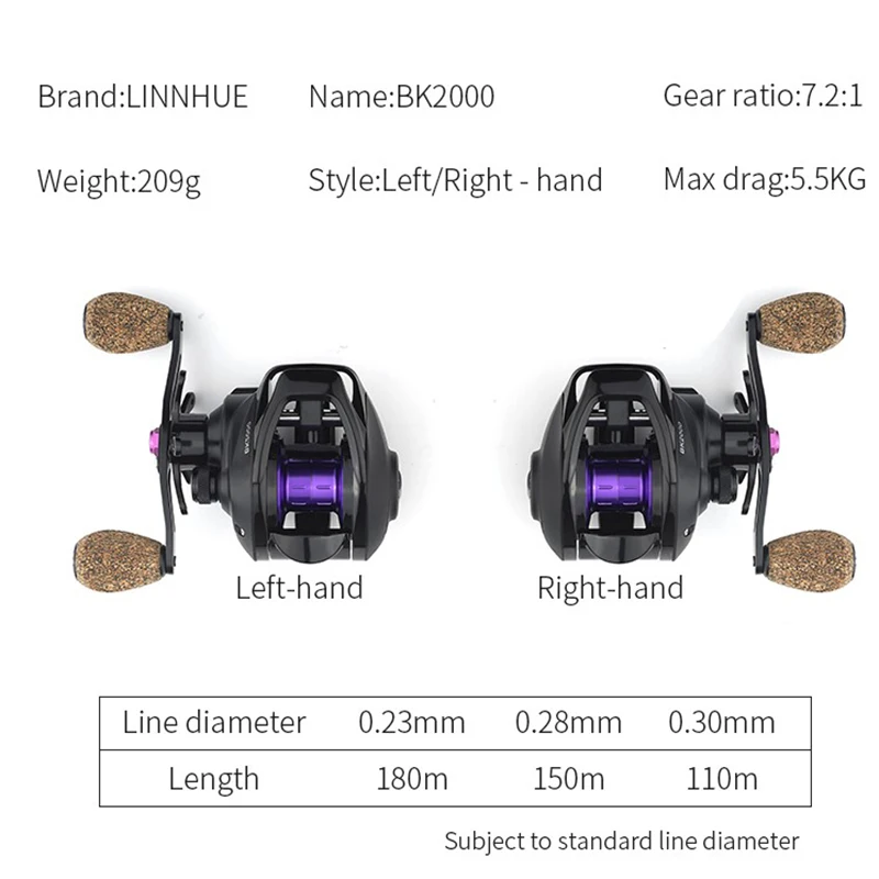 

Baitcasting Reel BK2000 Fishing Reel 7.2:1 5.5KG Max Drag netic