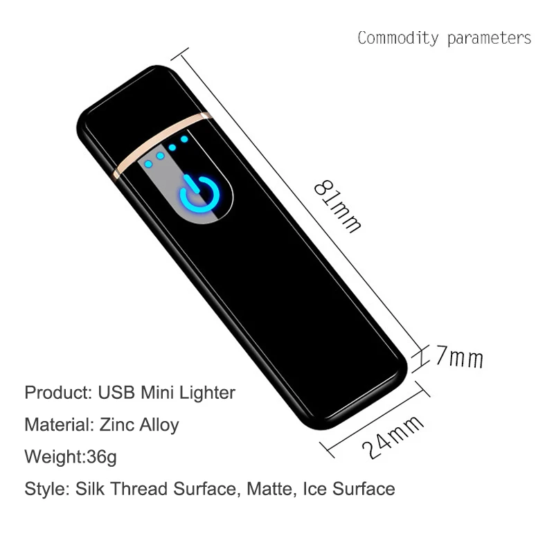 Перезаряжаемая электрическая зажигалка usb ветрозащитные металлические