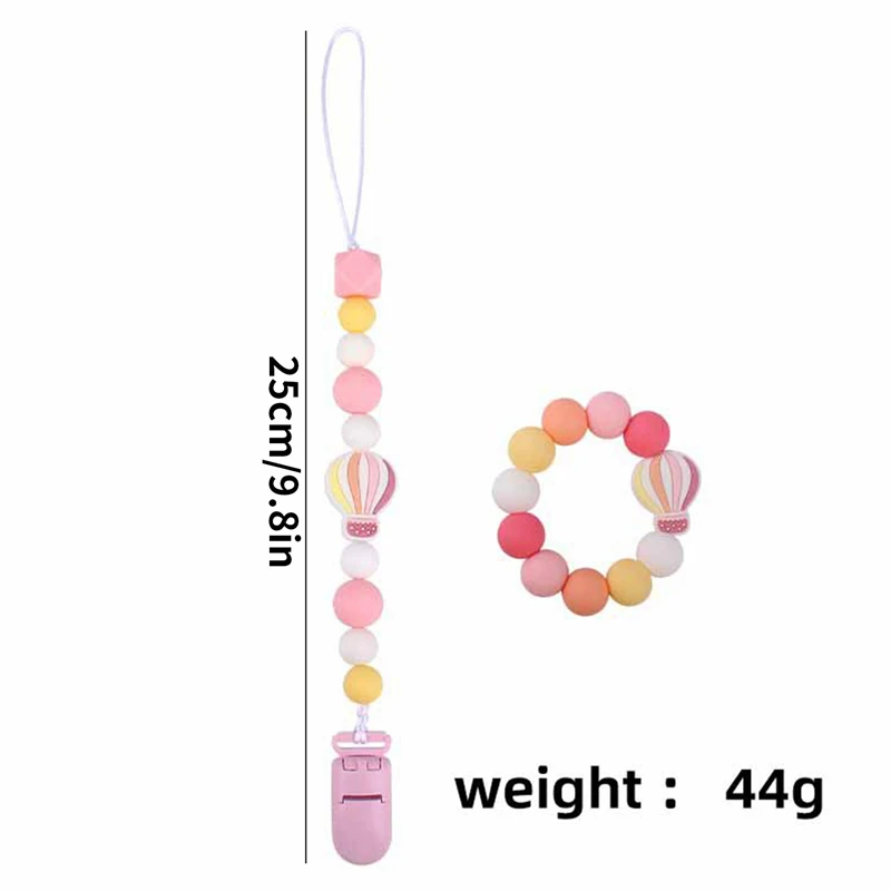 

2pcs Newborn Baby Pacifier Clip Silicone Chain Food Grade Chew Silicone Beads Teether Molar Soother Chew Chain Baby Teething Toy
