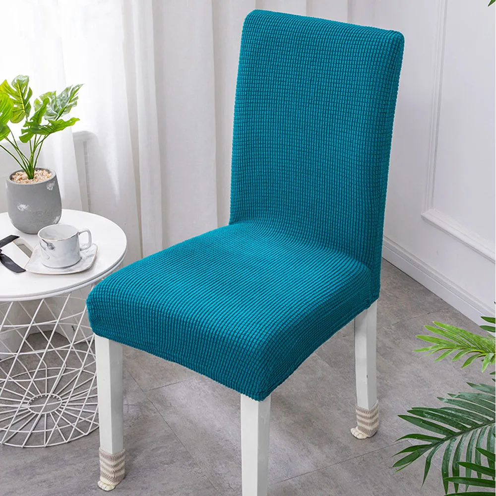 

Jacquard Plain Dining Chair Cover Elastic Chair Slipcover Case Stretch Chair Cover For Wedding Hotel Banquet Universal Size