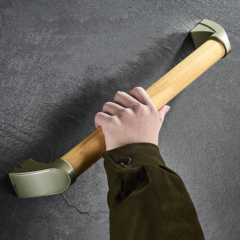 Толстые деревянные настенные ручки из цинкового сплава для пожилых людей