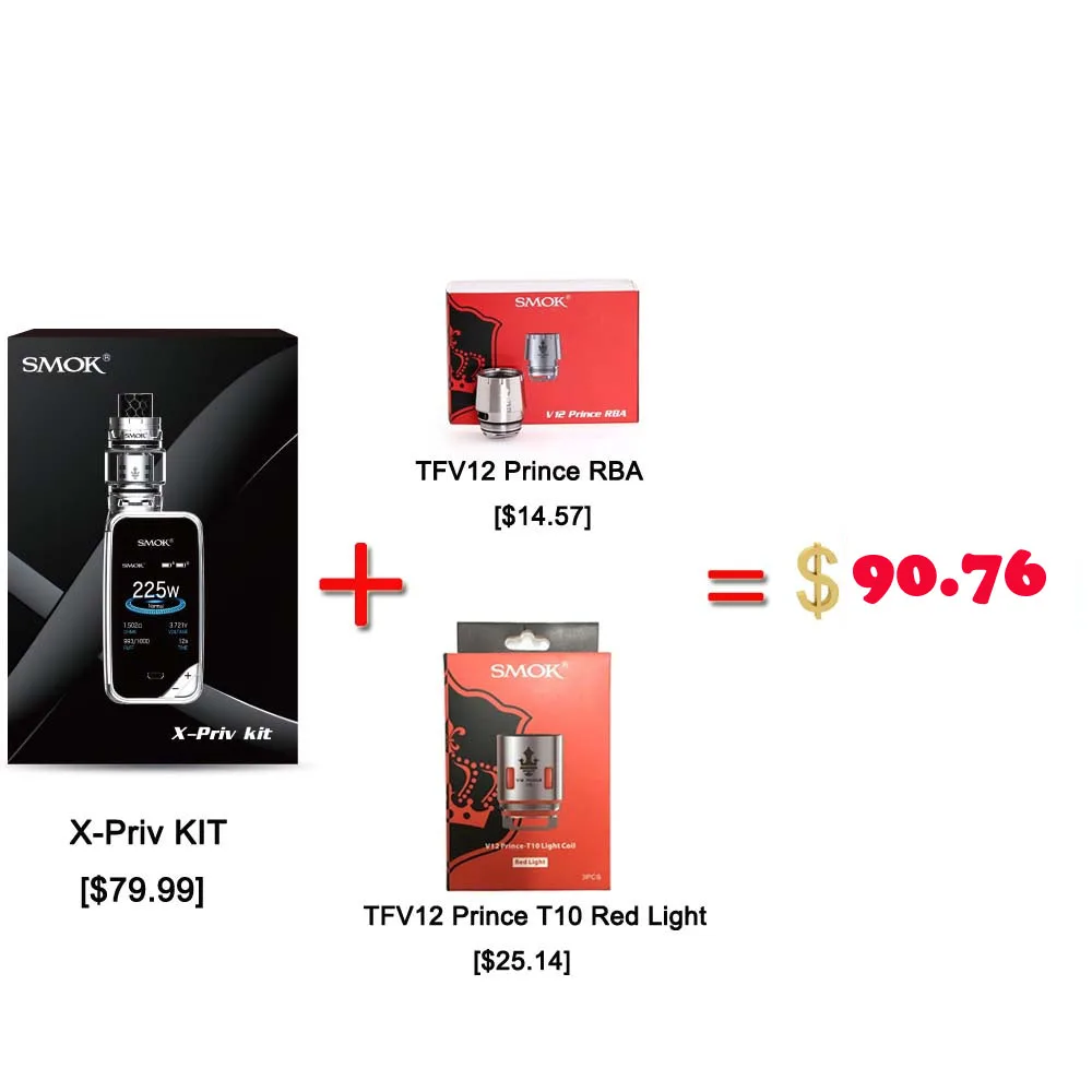 100% Оригинальный SMOK X PRIV комплект с 225 Вт Mod 8 мл TFV12 Prince Tank испаритель вейп