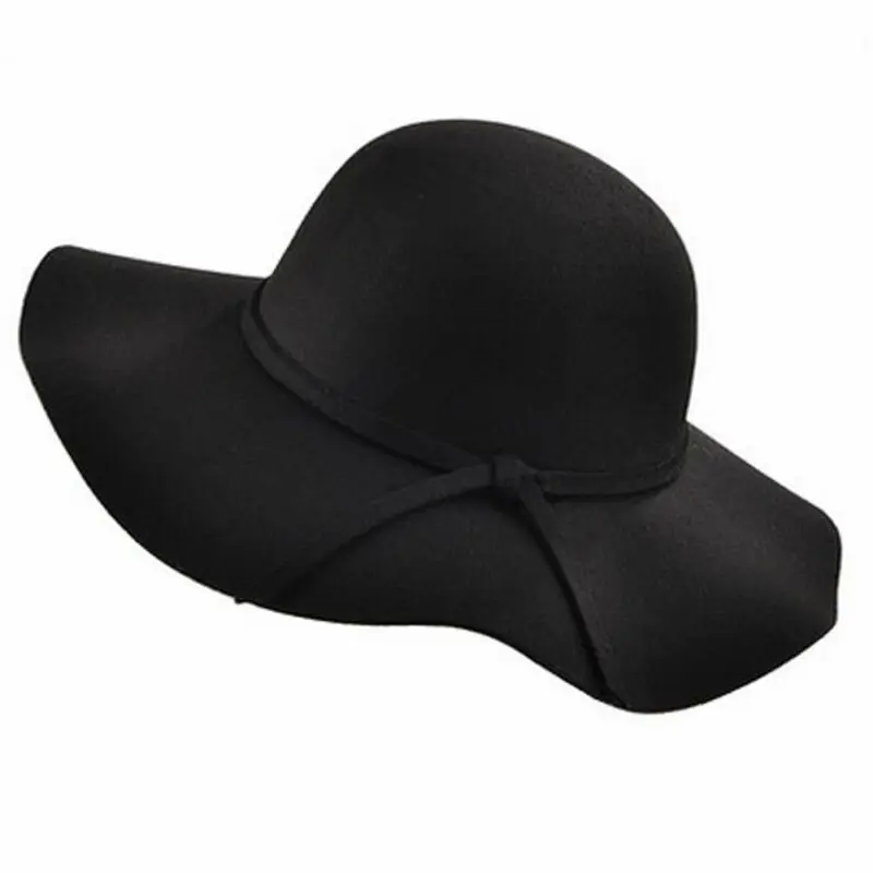 Женская фетровая шляпа с широкими полями элегантная мягкая винтажная однотонная