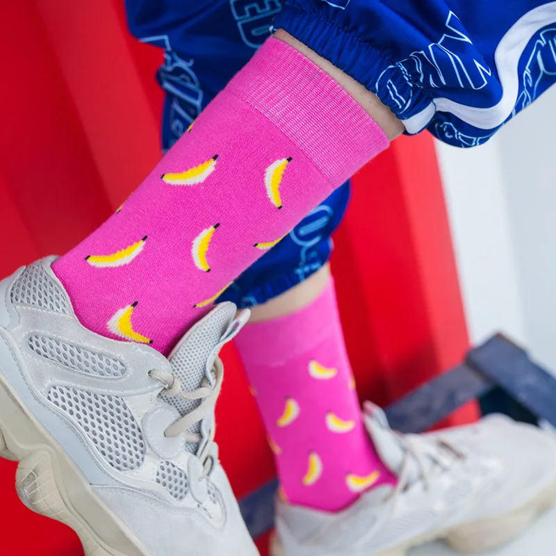 Женские носки Kawaii мультфильм фрукты яйца еда японский Harajuku скейтборд хлопок