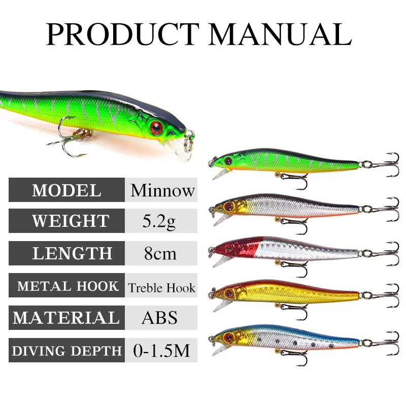 Рыболовная приманка 1 шт. искусственная блесна 8 см 5 2 г Джеркбейт