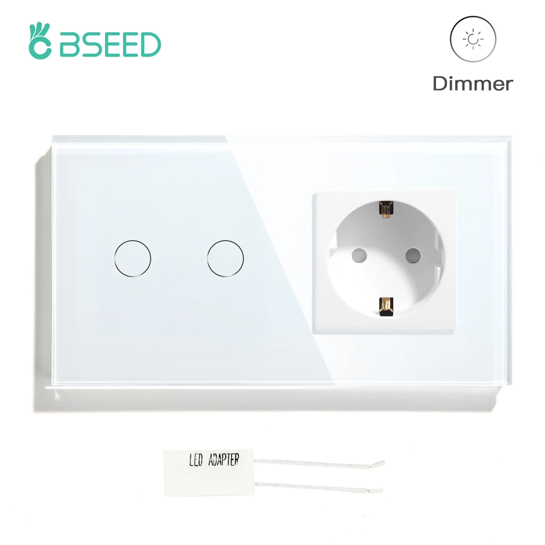 Gang com Padrão da ue Interruptor de Parede Bseed Toque Interruptor Dimmer Tomada 3 Cores Painel Vidro Cristal 157mm 2