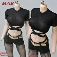 16 round neck short sleeve t shirt clothes with open waist tiefit 12 female tbleague action figure body