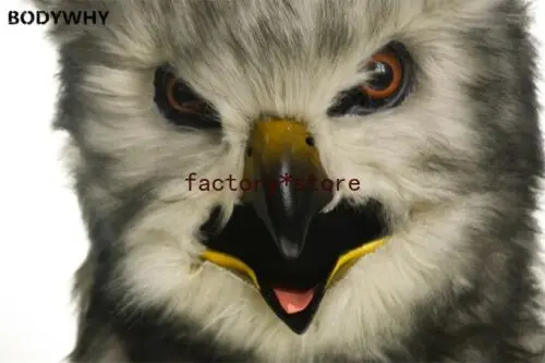 

Grey Owl Mascot Costume Can Move Mouth Head Suit Halloween Outfit Cosplay Party Game Fursuit Cartoon Dress Carnival Halloween