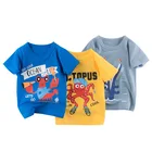 Летние футболки для маленьких мальчиков, Детские хлопковые футболки с рисунком животных, осьминогов, динозавров, топы, одежда