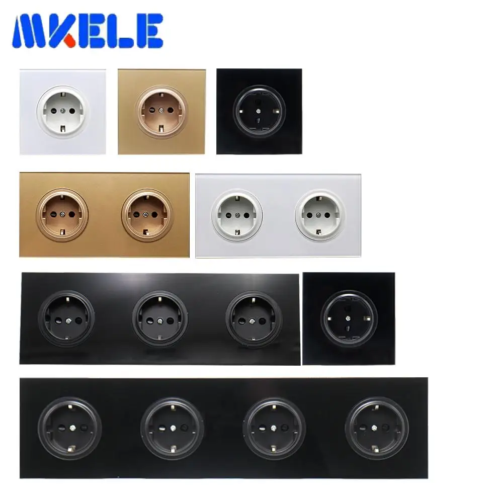 Настенная розетка 16A европейского стандарта стеклянная панель электрическая