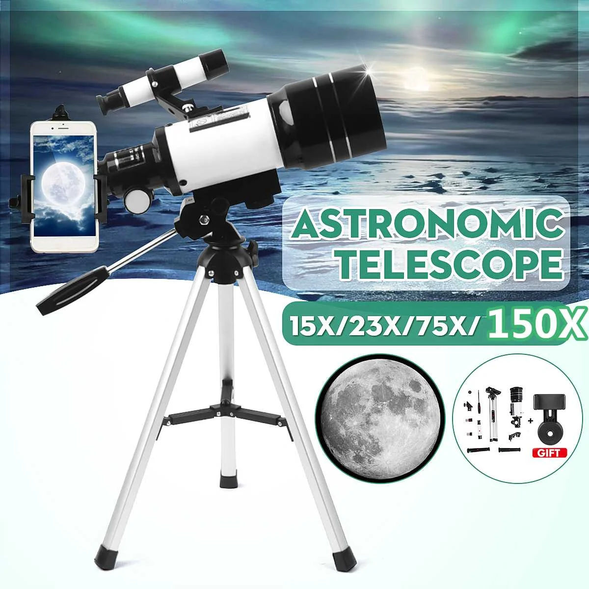 

150X Astronomical Telescope Wide Angle Astronomical Monocular Telescope with Tripod Beginner Space Observation for Kids Gift